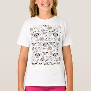 Ik hou van honden Schattige hondenpatroon T-shirt