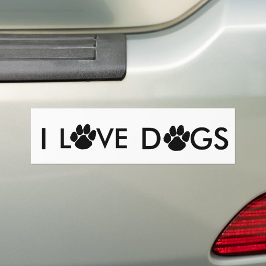 "Ik hou van honden" schattige pootdruk bumper stic Bumpersticker (Op auto)