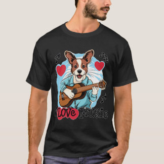 Ik hou van hondenmuziek t-shirt