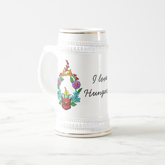 Ik hou van Hongarije (Kalocsai) Bierpul (Voorkant links)