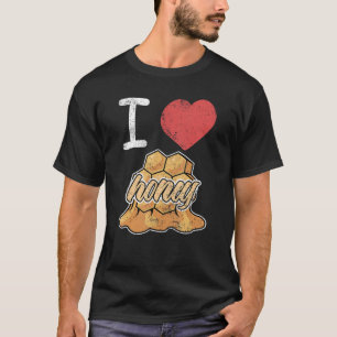 Ik hou van honing imker honingraat t-shirt