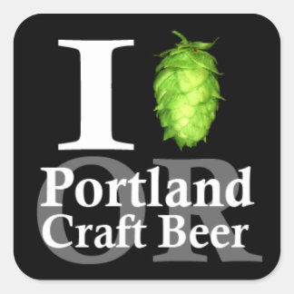 Ik hou van (hop) Portland, OF ambachtelijk bier! Vierkante Sticker