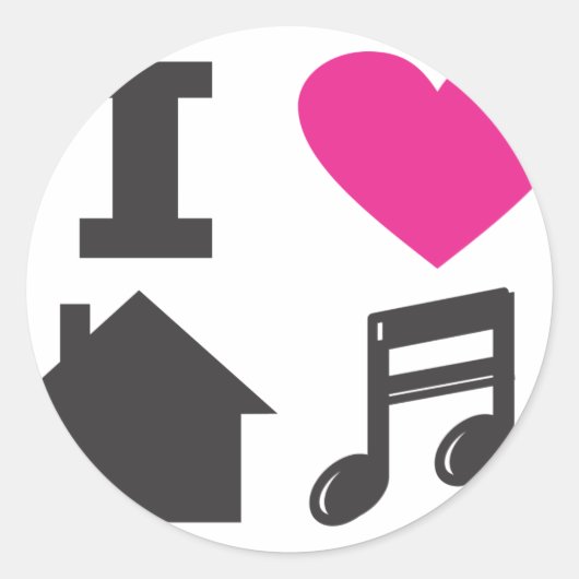 Ik hou van huismuziek ronde sticker (Voorkant)