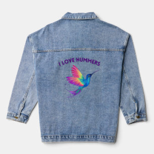 Ik hou van Hummers Exotische Regenboog Hummingbird Denim Jacket