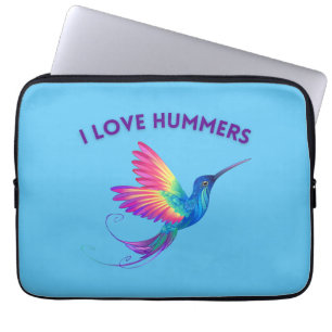 Ik hou van Hummers Exotische Regenboog Hummingbird Laptop Sleeve