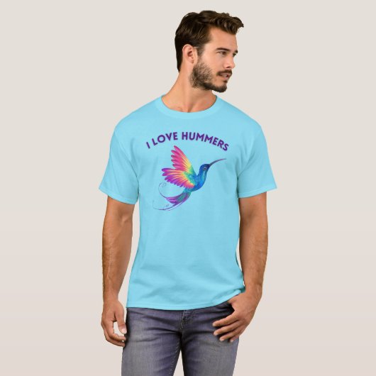 Ik hou van Hummers Exotische Regenboog Hummingbird T-shirt (Voorkant volledig)