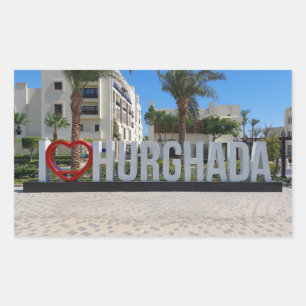 Ik hou van Hurghada Egypt Vacation Souvenir Rechthoekige Sticker