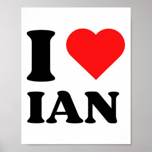 Ik hou van Ian I Heart Ian Naam Y2K Kerstmis Poster