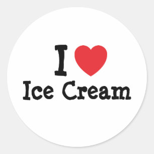 Ik hou van Ice Cream hart T-Shirt Ronde Sticker
