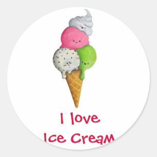Ik hou van Ice Cream Ronde Sticker