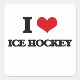 Ik hou van Ice Hockey Vierkante Sticker
