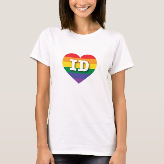 Ik hou van Idaho Rainbow Heart T-shirt (Voorkant)