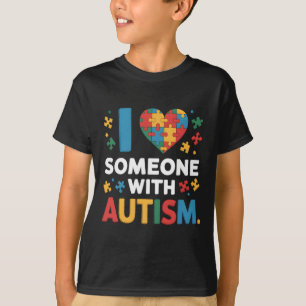 Ik hou van iemand met Autisme Bewustzijn Hart Mann T-shirt