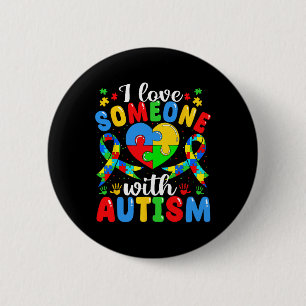 Ik hou van iemand met Autisme Bewustzijn Hart Puzz Ronde Button 5,7 Cm