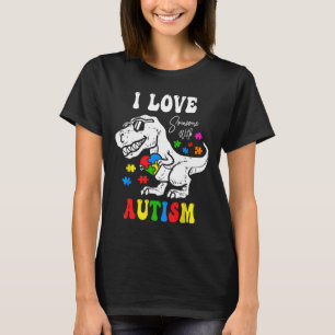 Ik hou van iemand met autisme Familie Hart T Rex D T-shirt