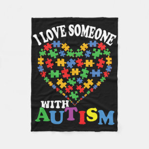 Ik hou van iemand met autisme Hart Puzzel 1 Fleece Deken