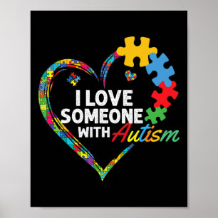 Ik hou van iemand met autisme hart puzzel 2 poster