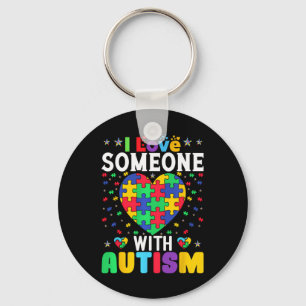 Ik hou van iemand met Autisme Man Women Kind Sleutelhanger
