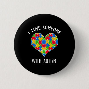 Ik hou van iemand met Autisme Puzzel Hart Bewustzi Ronde Button 5,7 Cm