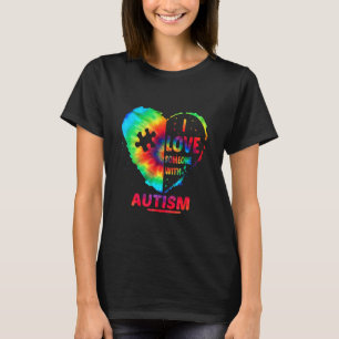 Ik hou van iemand met autisme Tie Dye Autisme bewu T-shirt