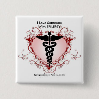 Ik hou van iemand met EPILEPSY Vierkante Button 5,1 Cm