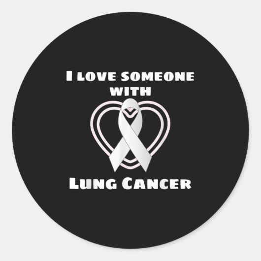 Ik hou van iemand met longkanker ondersteuning bew ronde sticker (Voorkant)