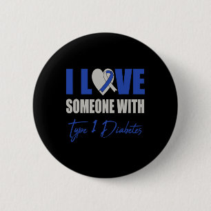 Ik hou van iemand met type 1 diabetes, blauw ronde button 5,7 cm