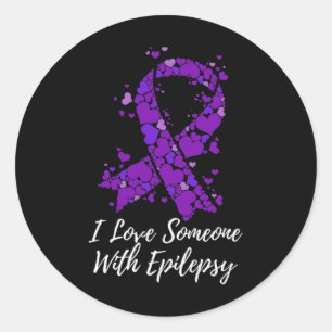Ik hou van iemand met vecht epilepsie bewustzijn ronde sticker