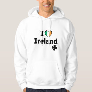 Ik hou van Ierland Ierse Vlag Hart & Klaver (Zwart Hoodie