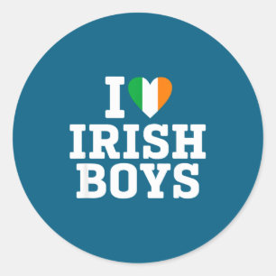 Ik hou van Ierse jongens Ierland Vlag Hart St. Pat Ronde Sticker