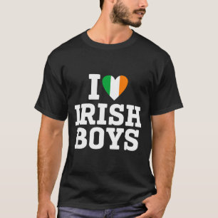 Ik hou van Ierse jongens Ierland Vlag Hart St. Pat T-shirt