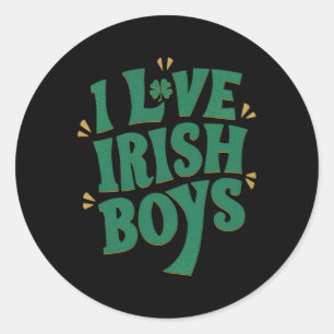 Ik hou van Ierse jongens Ik hart Ierse jongens Gra Ronde Sticker