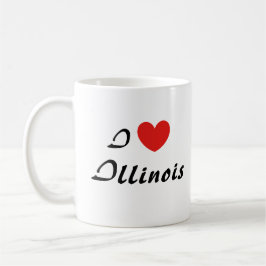 Ik hou van Illinois Heart Typography Coffee Mok