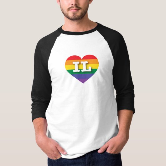 Ik hou van Illinois Rainbow Heart T-shirt (Voorkant)