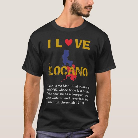 Ik hou van Ilocano met Bijbelverse Basic Dark Shir T-shirt (Voorkant)