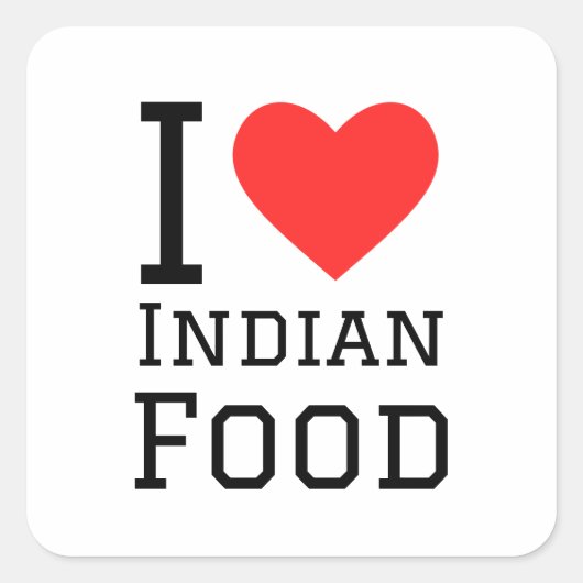 Ik hou van Indiaas eten Vierkante Sticker (Voorkant)
