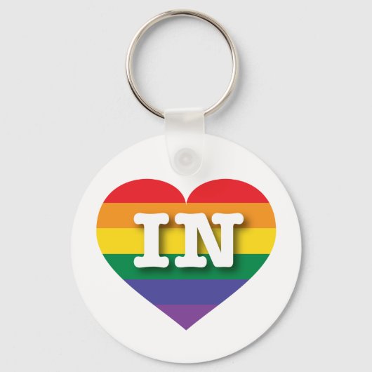 Ik hou van Indiana Rainbow Heart Sleutelhanger (Voorkant)