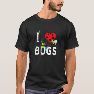 Ik hou van insecten rups honingbij vlinder insect t-shirt