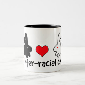 Ik hou van interraciale paren tweekleurige koffiemok