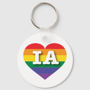 Ik hou van Iowa Rainbow Heart Sleutelhanger