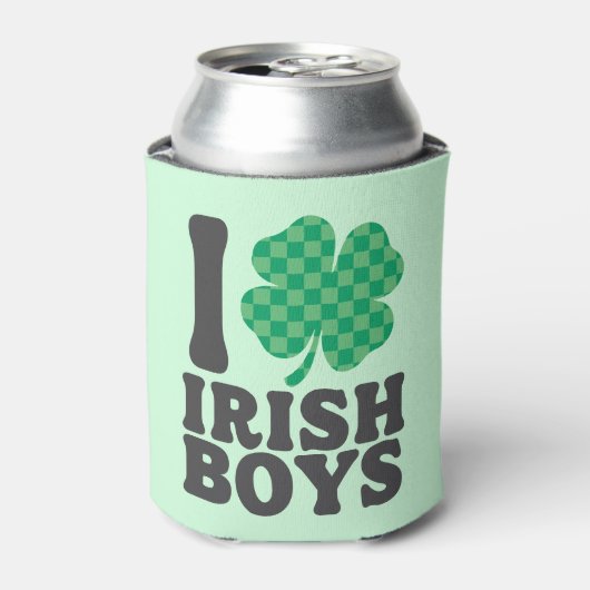 Ik hou van Irish Boys Funny Shamrock St Patrick's Blikjeskoeler (Blikje Voorkant)