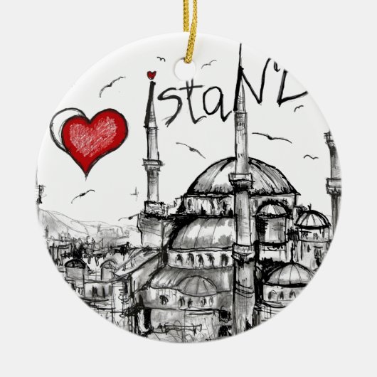 Ik hou van Istanbul Keramisch Ornament (Voorkant)