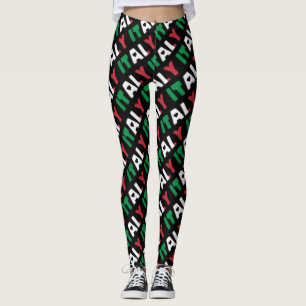 Ik hou van Italiaanse vlaggekleurde Typografie Pat Leggings