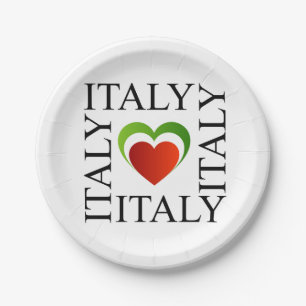 Ik hou van italië met italiaanse vlagkleuren papieren bordje