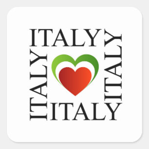 Ik hou van italië met italiaanse vlagkleuren vierkante sticker