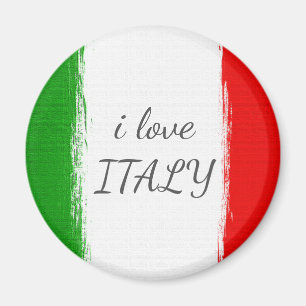 Ik hou van Italië. Vlag van Italië. Magneet