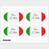 Ik hou van Italië. Vlag van Italië. Oval Sticker (Vel)