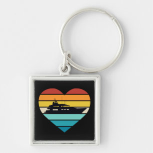 Ik hou van jachtkapiteinsschip Retro zonsondergang Sleutelhanger