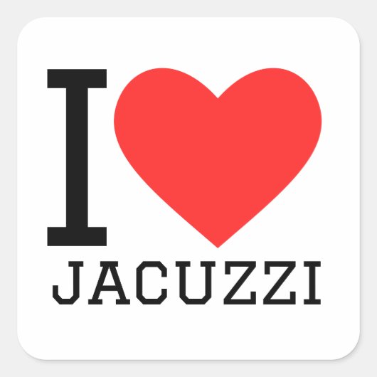 Ik hou van jacuzzi vierkante sticker (Voorkant)