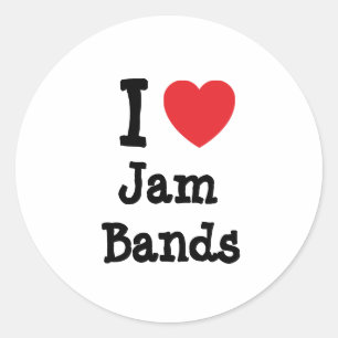 Ik hou van Jam Bands hart op maat gepersonaliseerd Ronde Sticker